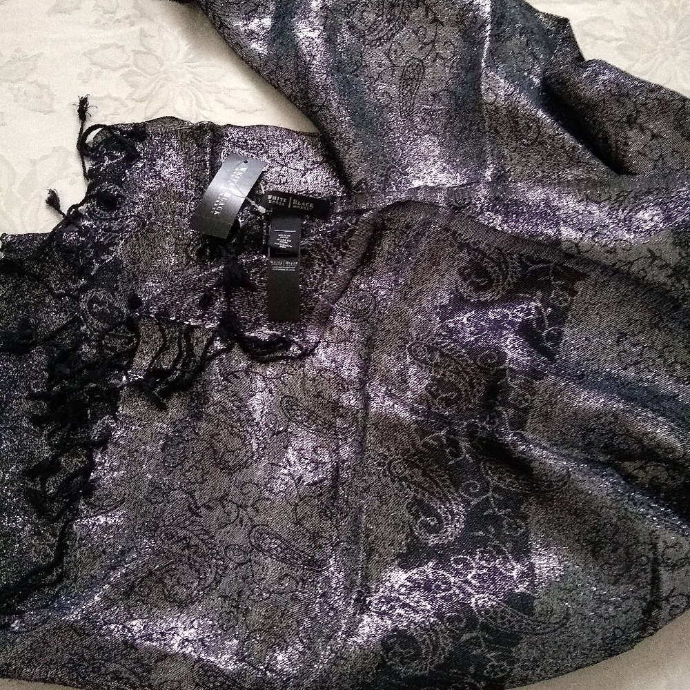 New 🎀 WHBM paisley dark grey metallic lurex ombre jacquard - Picture 6 of 7